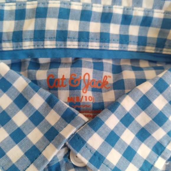 Cat & Jack blue gingham button down shirt sz 4-5 and 8-10 - Picture 3 of 6